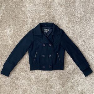Ambiance Notched Lapel Double Breasted Button Up Jacket